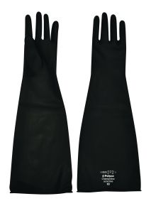 Rubber Gloves, Heavy Duty Gauntlet, Medium, Black