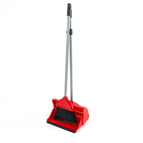 JanSan Lightweight Lobby Dustpan & Soft,Brush Red 35" 90cm