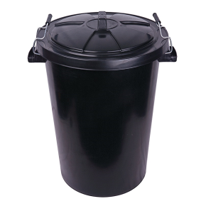 JanSan Polypropolene Dustbin 90L with Lid,Black