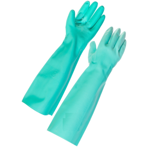 JanSan Nitrile Gauntlet, Medium, Green