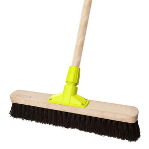 JanSan Premium Wooden Broom Head Stiff Bassine & Handle 18"