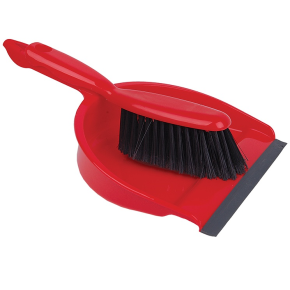 JanSan Dustpan & Brush Set Stiff Red