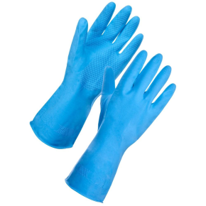 JanSan Rubber Gloves, Household, Large, Blue