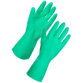 JanSan Rubber Gloves, Household, Large, Green