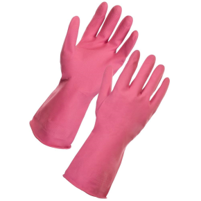 JanSan Rubber Gloves, Household, Large, Pink