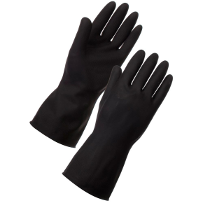 JanSan Rubber Gloves, Heavy Weight, Large, Black