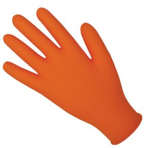 JanSan Nitrile Gloves, Premium Grip Pattern, Powder Free, Medium, Orange