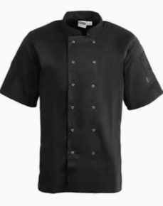 Chef Jacket, Short Sleeve, Black, S