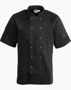Chef Jacket, Short Sleeve, Black, L