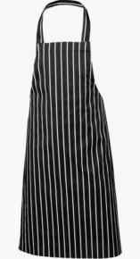 Bib Apron, Butchers Stripe, Black