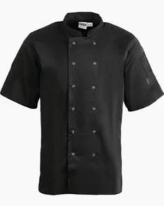 Chef Jacket, Short Sleeve, Black, M