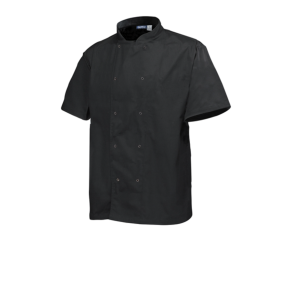 Chef Jacket, Short Sleeve, Black, XL